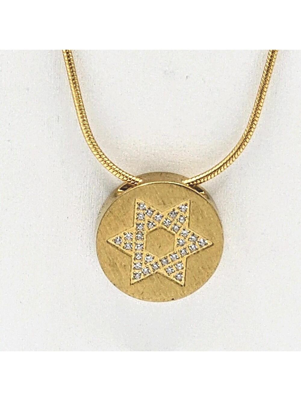 B. Tiff New York Star of David Pendant Necklace – Stainless Steel with CZ